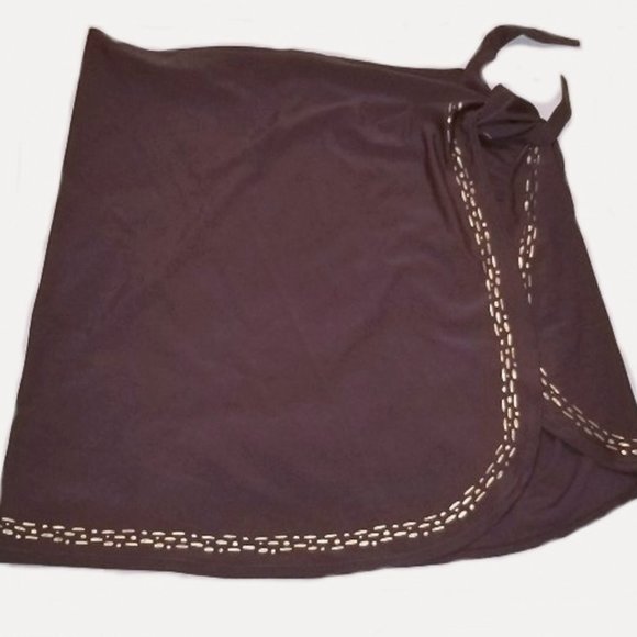 brown and gold short mesh pareo sarong skirt - Picture 1 of 2